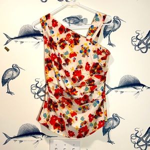 3 for $15 Rachel by Rachel Roy Watercolor Floral Print Ruched Shell Tank